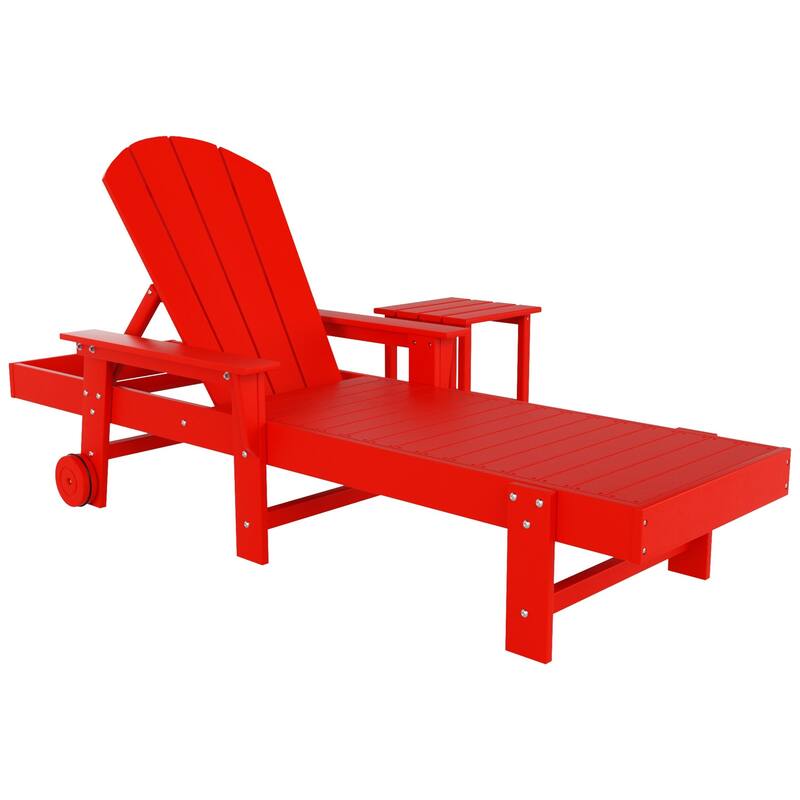 Polytrends Laguna Hdpe All Weather Outdoor Patio Pool Reclining Chaise Lounge With Side Table (2-Piece Set)