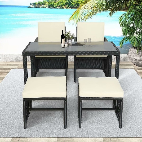 Shop Superbrite 5 Piece Rattan Outdoor Patio Furniture Set On Sale Overstock 31866608