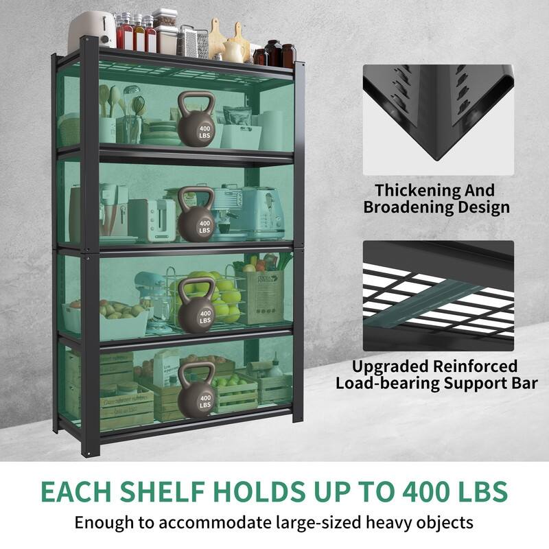 5/6-Tier Adjustable Heavy Duty Metal Storage Shelves, Black, 72/82"H