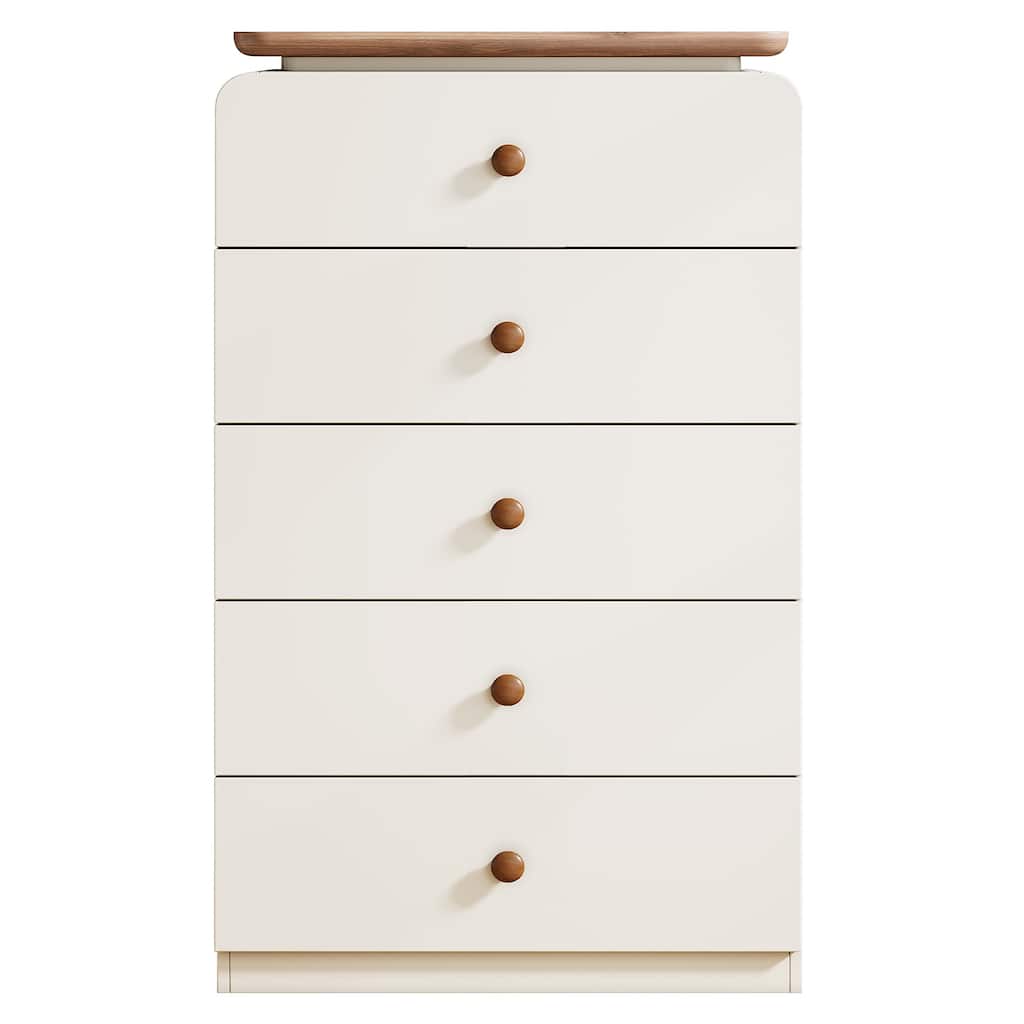 5 Drawers Chest, 45-Inch Tall Farmhouse White Storage Cabinet
