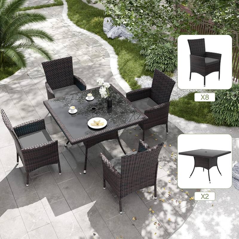 Kullavik Outdoor Dining Set, Rattan Patio Furniture Dining Table & Chairs