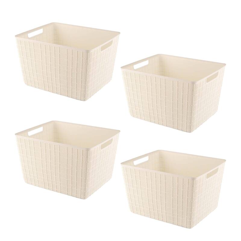 HANAMYA Lidded Storage Bin Organizer | Storage Organizing Container - 17 Liter, Set of 4