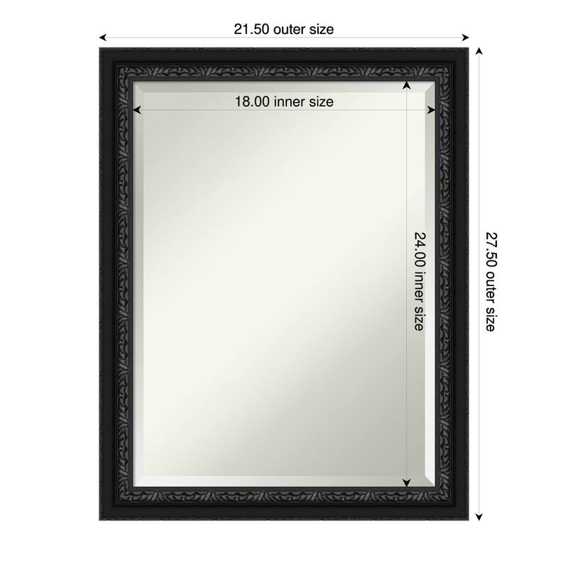 Downton Black Beveled Wood Framed Wall Mirror - Downton Black - 22 x 28 in