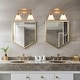 preview thumbnail 3 of 14, Coney Modern Glam 3-Light Gold Linear Bathroom Vanity Lights Frosted-glass Wall Sconces