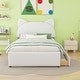 preview thumbnail 4 of 56, Upholstered Platform Bed with Cartoon Ear Headboard and Drawers White - Full