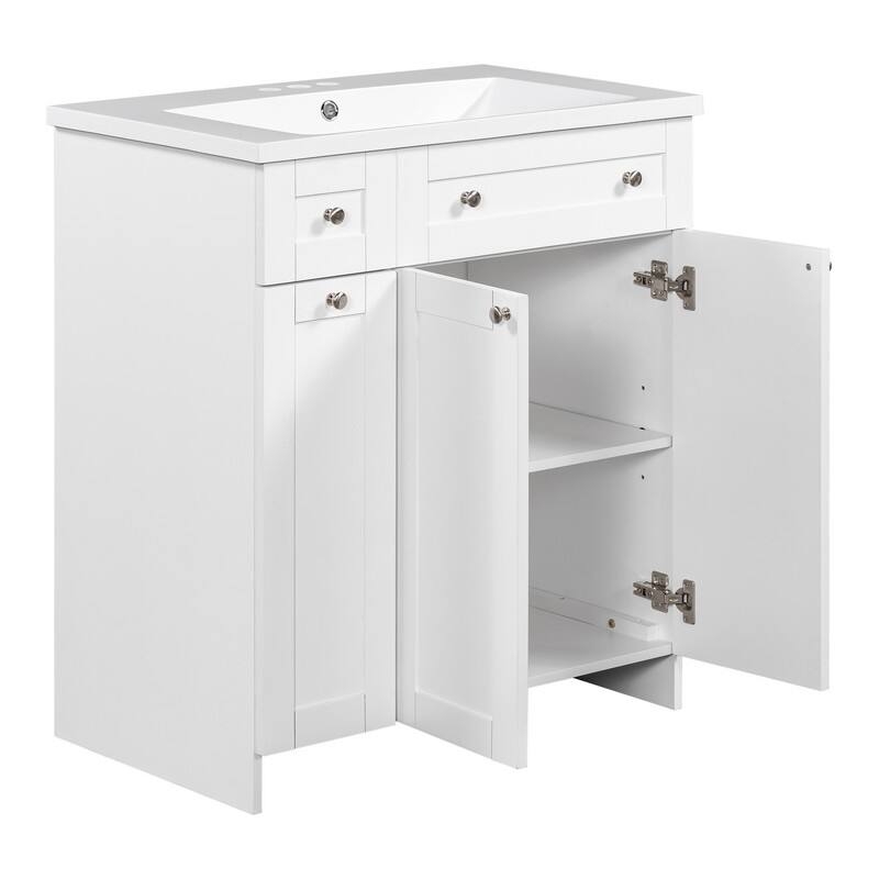 Single Sink 30" Bathroom Vanity with Combo Cabinet and Storage