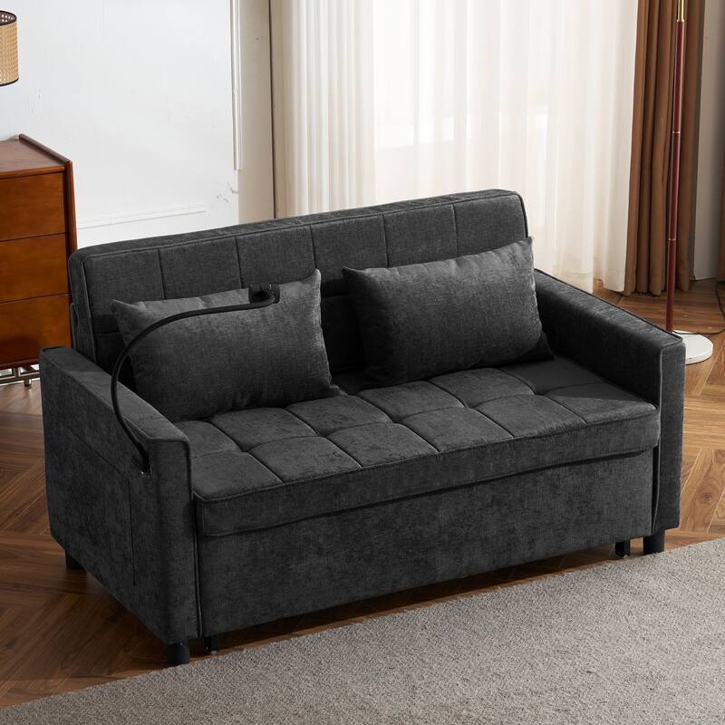 Anmytek 56.9 Inch Compact Multi-Functional Loveseat - Convertible Pull-Out Sofa Bed