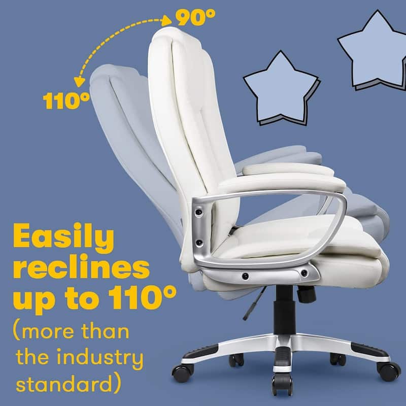 Bossin Big and Tall Office Chair High Back Executive Chair Ergonomic Adjustable Executive Leather Chair,400lbs
