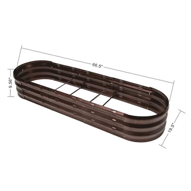 5.5-Ft Oval Brown Metal Raised Garden Bed Planter Box - 5.5ft W x 1.625ft D x 0.8ft H
