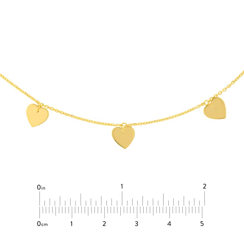Marquee Jewels 14K Solid Yellow Gold Dangling Heart Choker