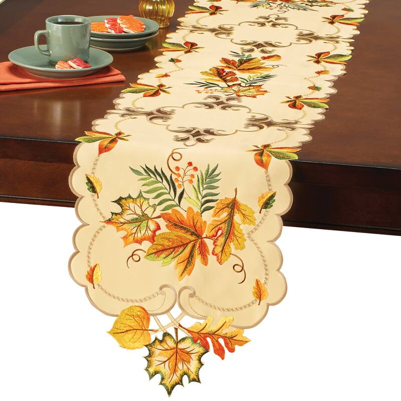 Lovely Leaves Embroidered Table Linens