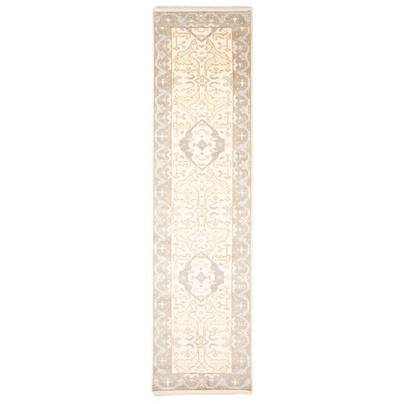 ECARPETGALLERY Hand-knotted Royal Oushak Cream Wool Rug - 2'7 x 10'1