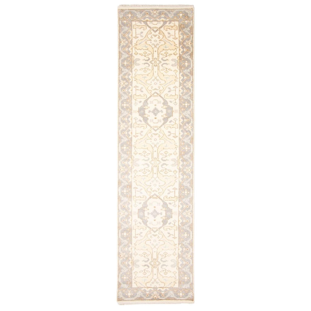 ECARPETGALLERY Hand-knotted Royal Oushak Cream Wool Rug - 2'7 x 10'1