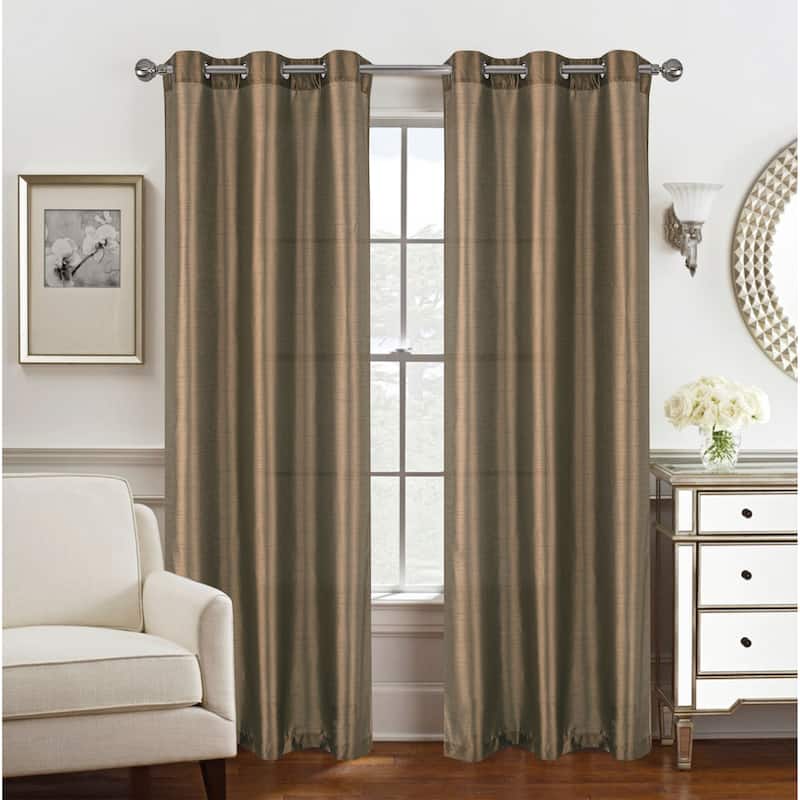 Nancy Faux Silk Window Curtain Panel Set
