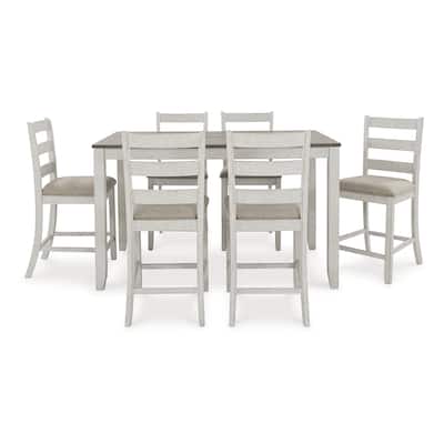 Signature Design by Ashley Skempton White Counter Height Dining Table and Bar Stools (Set of 7)