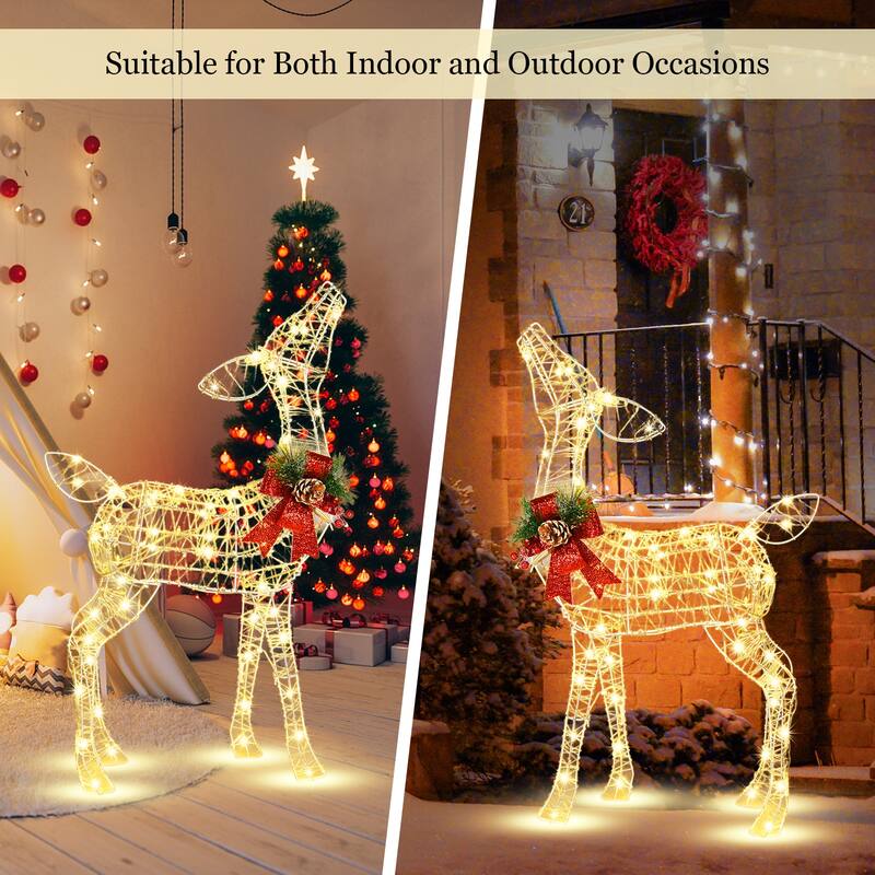 Costway 2 Pieces Lighted Christmas Reindeers Christmas Decoration - See Details