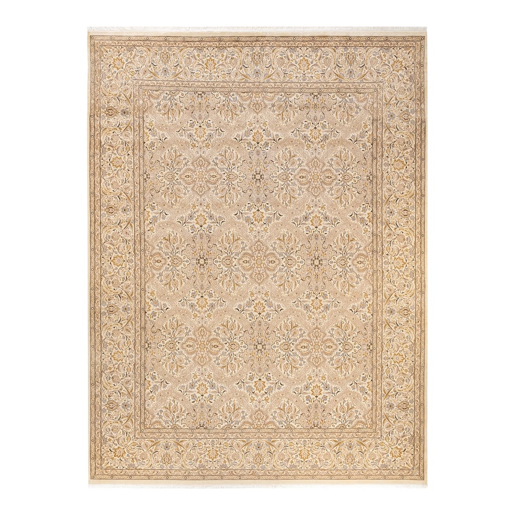 Overton Hand Knotted Wool Vintage Inspired Traditional Mogul Ivory Area Rug - 9 x 12