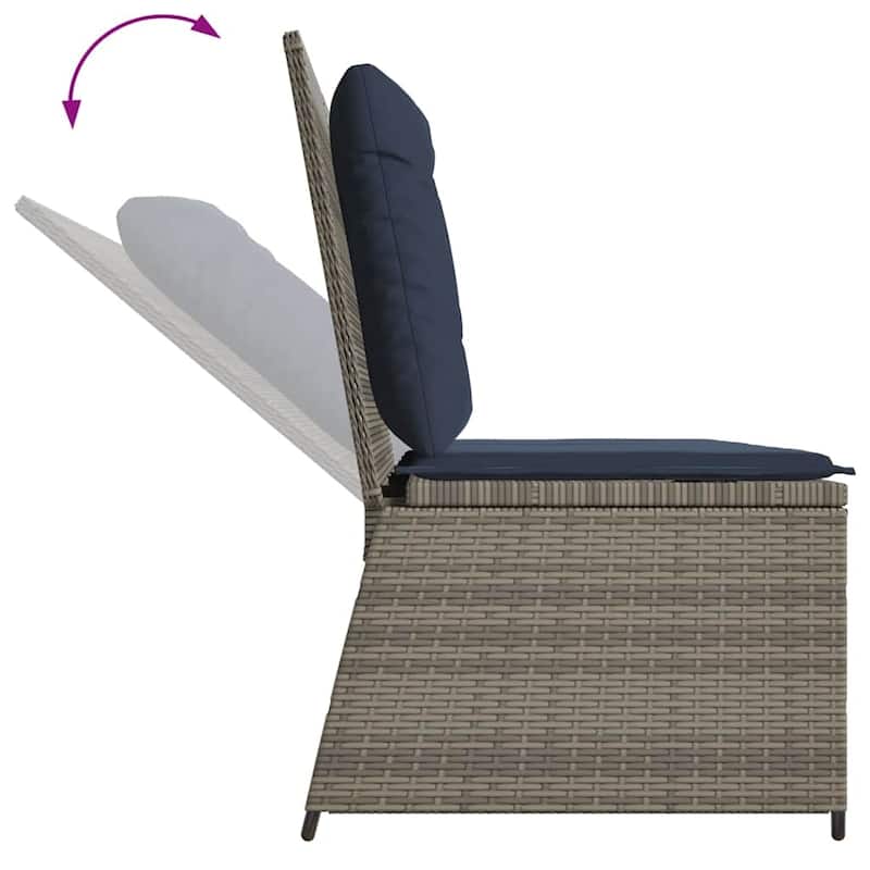 vidaXL Garden Bench with Cushion Brown Poly rattan - 26 x 43 x 37