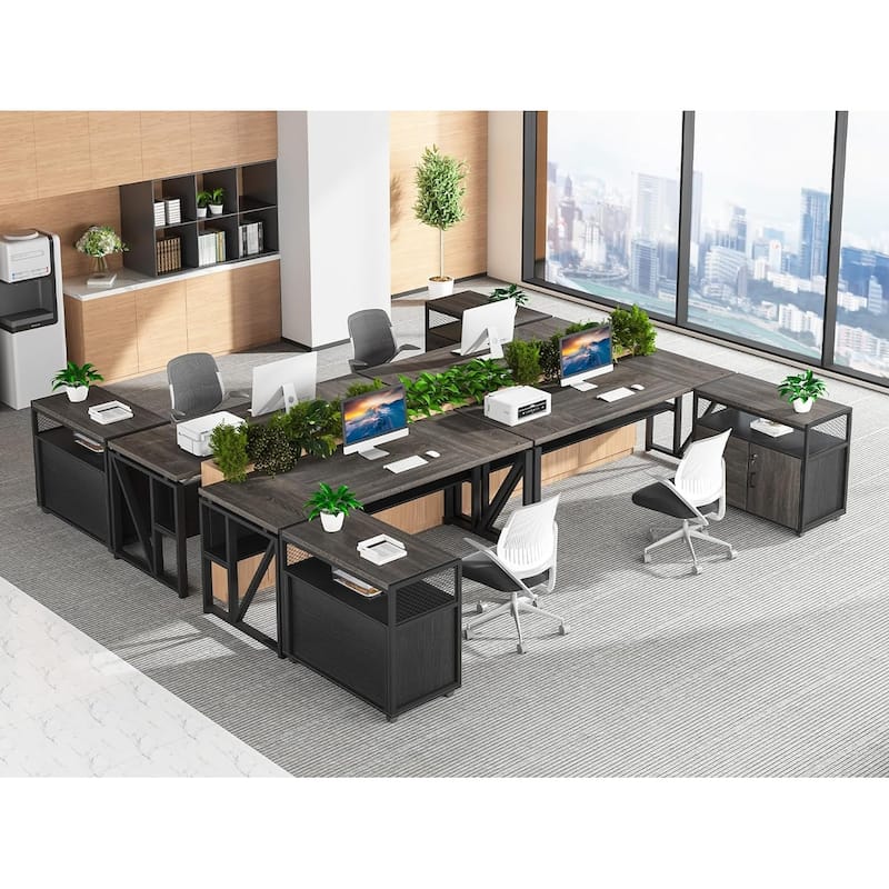 L Shaped Desk with Drawer, Executive Desk and lateral File Cabinet, 2 Piece Home Office Furniture