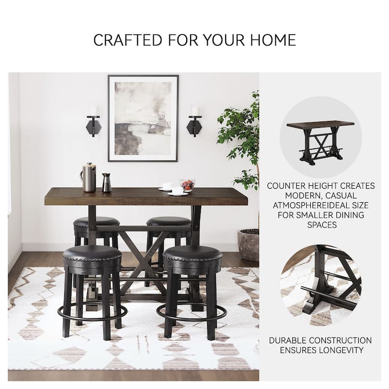 Signature Design by Ashley Valebeck Black/Brown Rectangular Dining Counter Table - 30"W x 60"D x 36"H