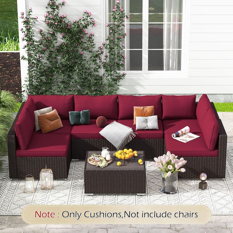 Outdoor Replacement Cushions for Patio Furniture, Waterproof & Non-Slip 4" Sofa Cushions, 6-Seat Conversation Sets, UV-Resistant