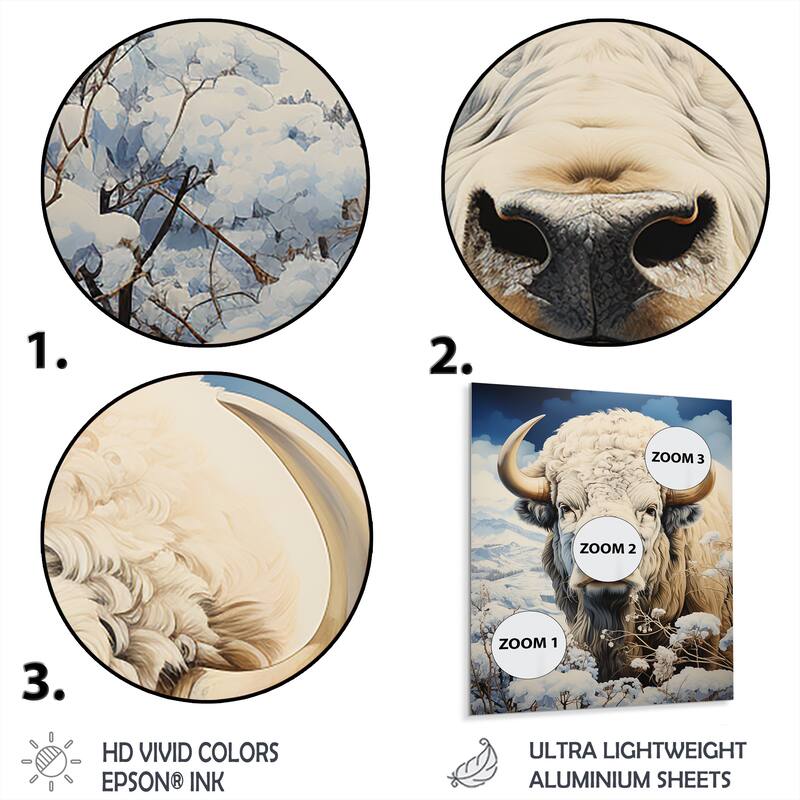 Designart "Buffalo Majestic Bison Pastoral I" Animals Bison Metal Wall Decor