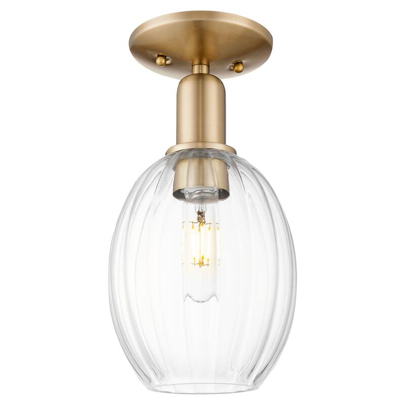 Innovations Lighting Downtown Urban - Preston - 1 Light 6" Bulb Shade Semi-Flush Mount Light - Champagne Bronze/Clear Shade