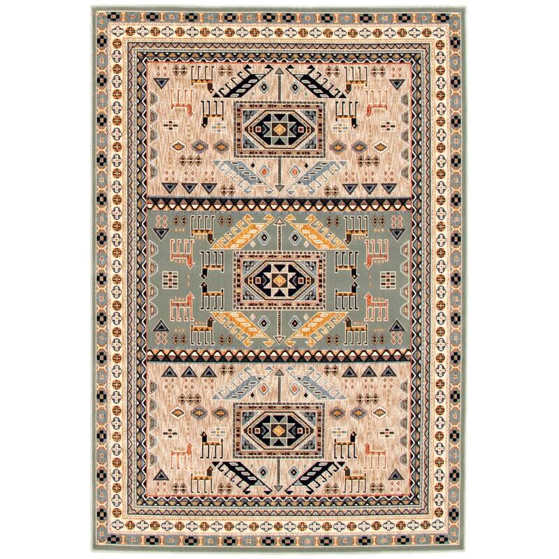ECARPETGALLERY Qashqai Southwestern Rug - 5'3 x 7'3/5'3" x 7'3" - Teal