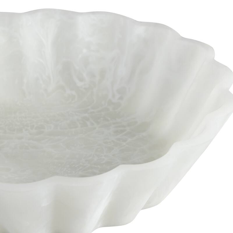 White Resin Flower Bowl Set of 2