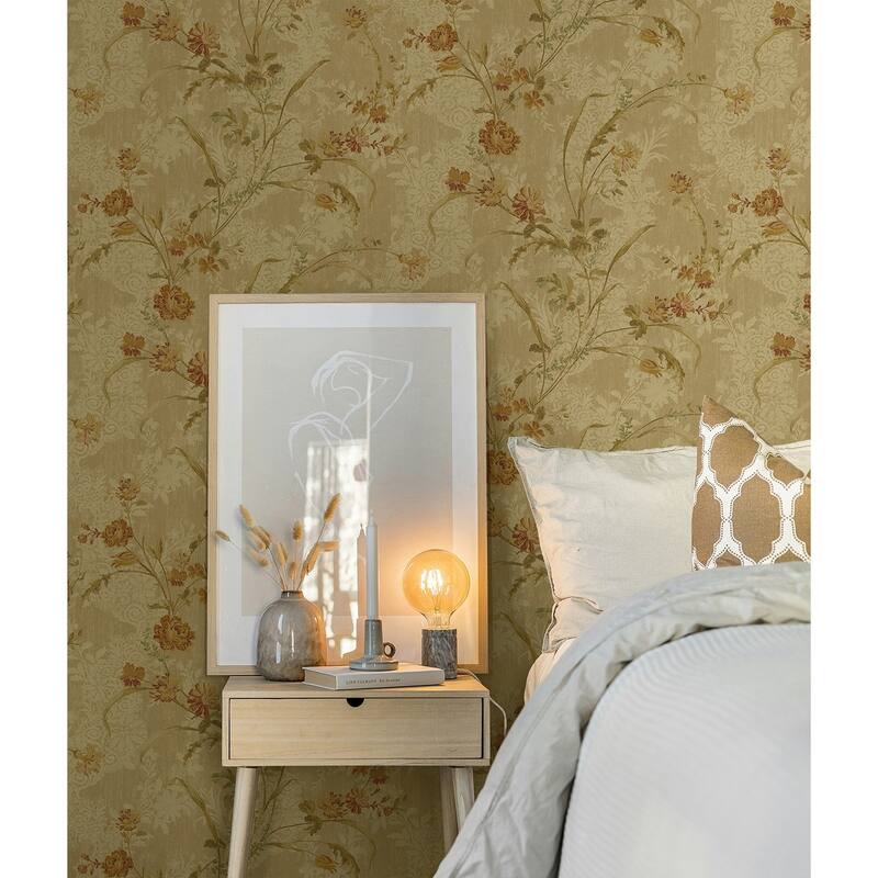 Seabrook Designs Lena Floral Trail Unpasted Wallpaper