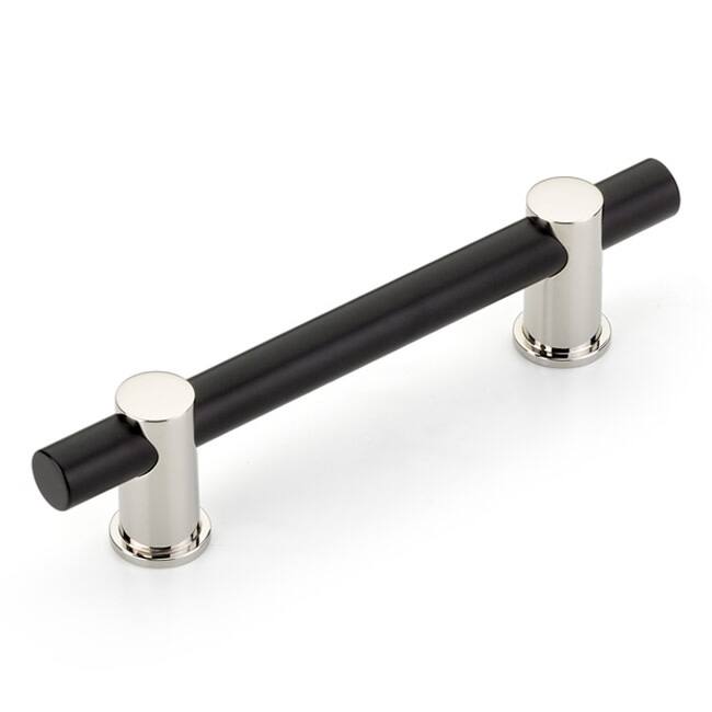 Schaub and Company Fonce 4" Center to Center Modern Euro Bar Style - Matte Black / Polished Nickel