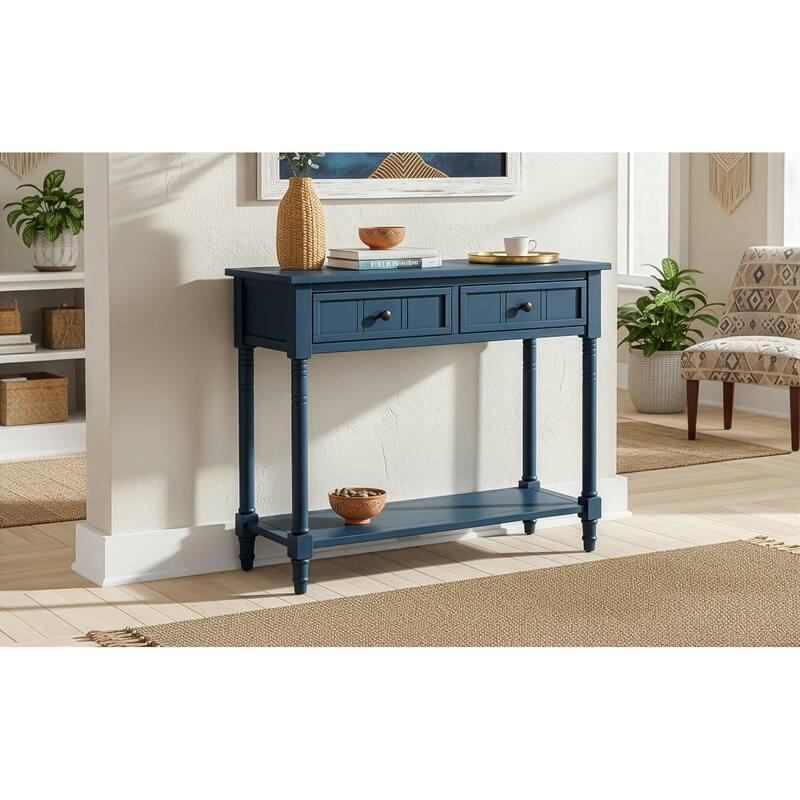 Traditional Design Console Table with Drawers and Shelf