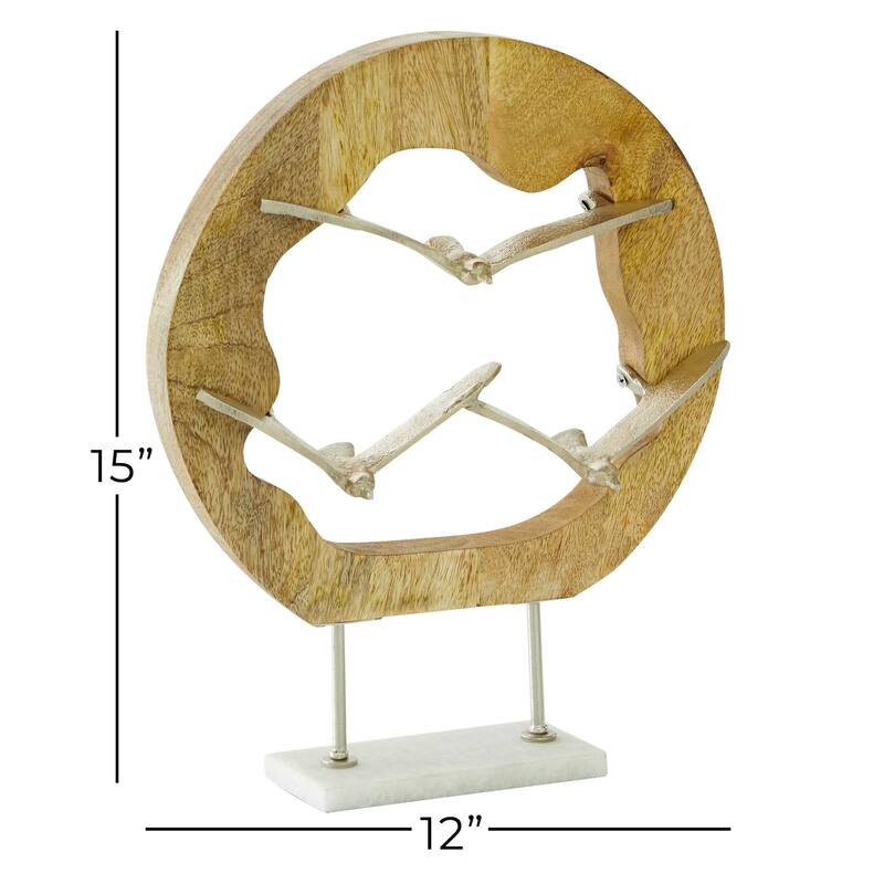 Aluminum Metal Bird Decorative Sculpture - Brown - Roche River Decor
