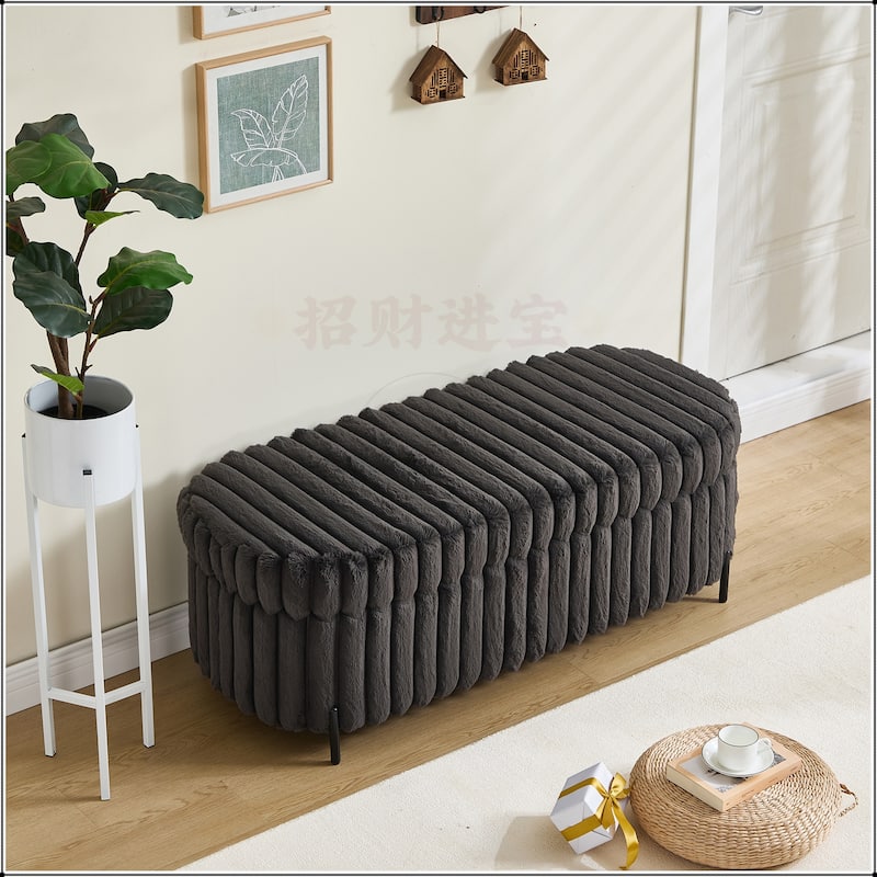 Upholstered Bench with Metal Legs - Charcoal  - 49.2" Wide