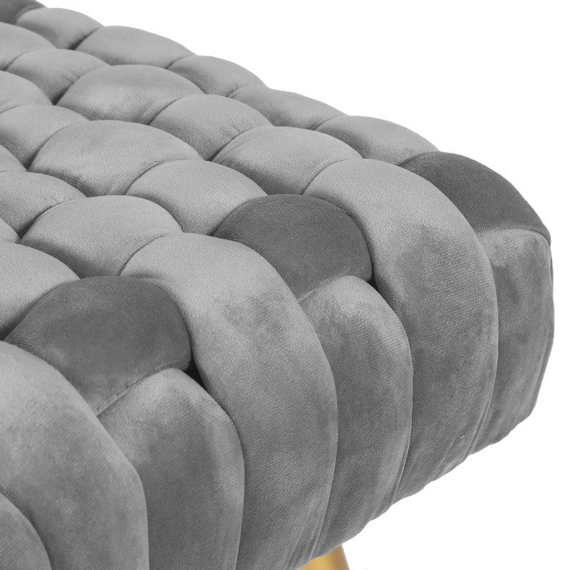 Adeco Knit Lines Ottoman Stool Seat for Living Room - Chairs Modern