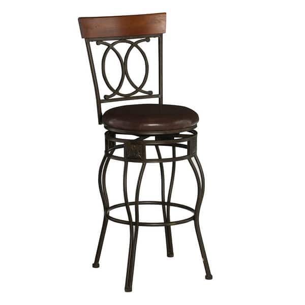 slide 4 of 9, Linon Circle of Life Bar Stool with Brown PVC Brown