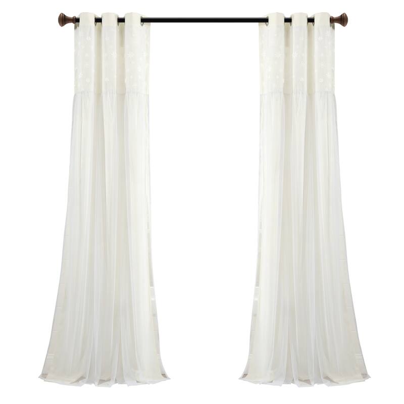 Lush Decor Dylin Flower Embroidery Window Curtain Panel Single