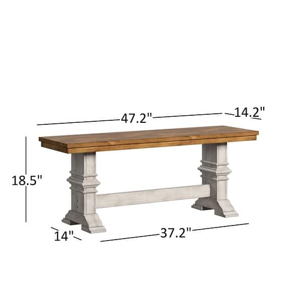 Eleanor Two-Tone Trestle Leg Wood Dining Bench by iNSPIRE Q Classic