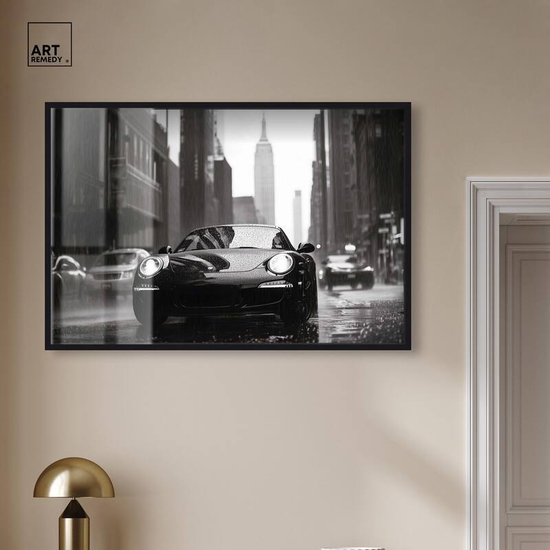 Driving in the Rain NYC Shadowbox by Art Remedy