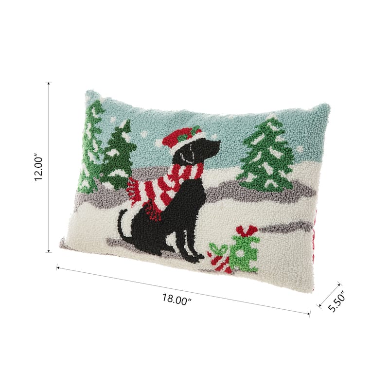Glitzhome 18"L x 12"H Hooked Christmas Cat Dog Pillow Cushion for Xmas Sofa Home Decor