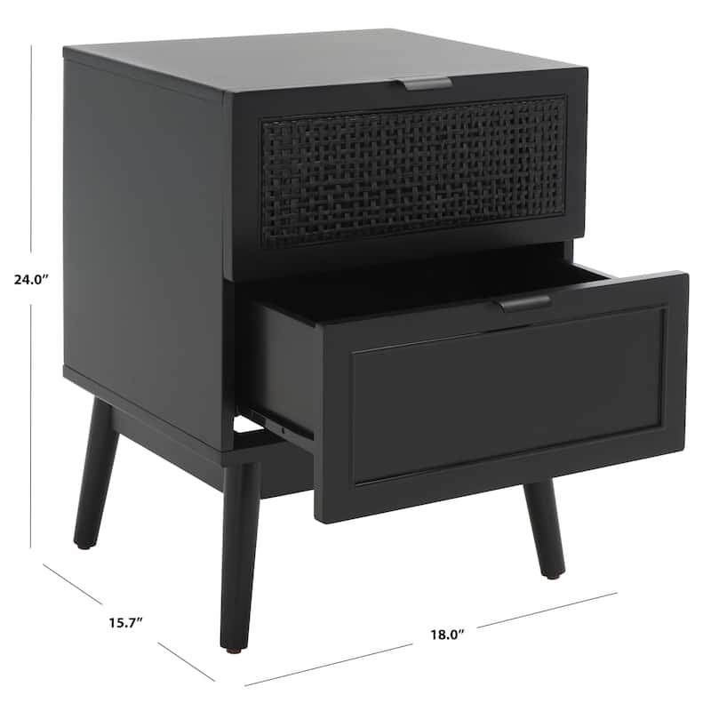 SAFAVIEH Heidbra 2-Drawer Rattan Nightstand