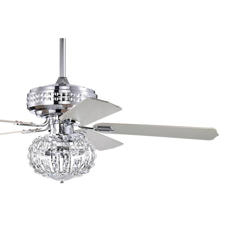 Ailani 52 Inch Chrome Polished Finish Crystal-Diamond Glam Style Ceiling Fan with Remote
