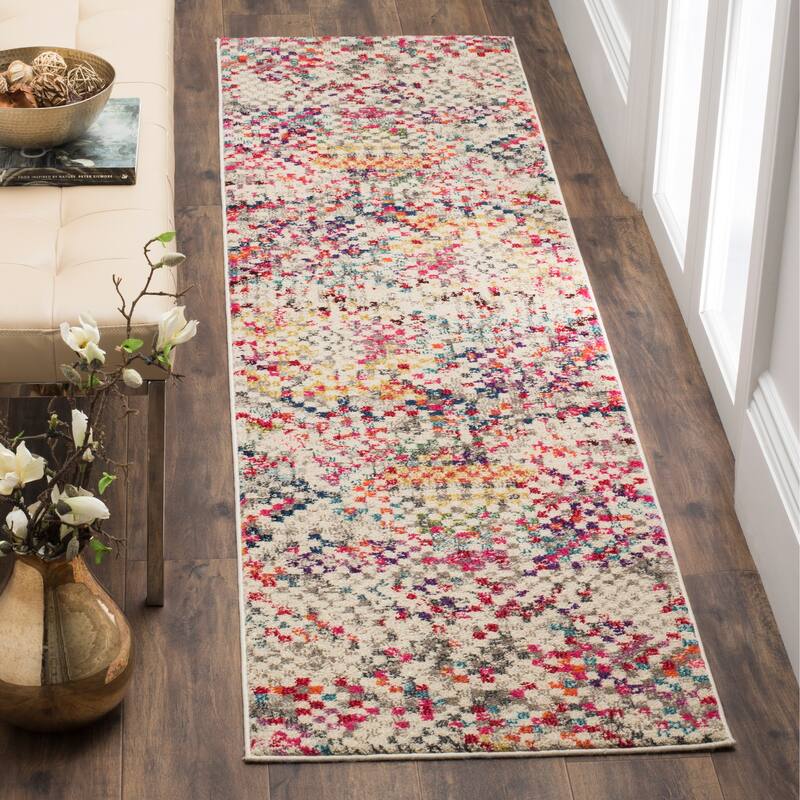 SAFAVIEH Monaco Naeema Boho Rug - 2'2" x 12' Runner - Grey/Multi