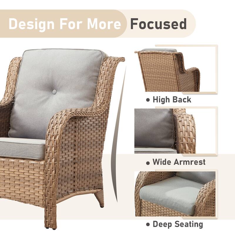 Outdoor Wicker High Back Club Chair Set of 2