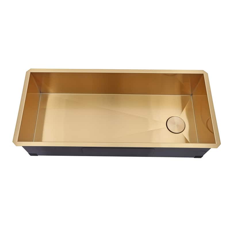 Kingsman 42 Inch Satin Gold Matte Stainless Steel Undermount 16-Gauge Kitchen Sink Single Bowl