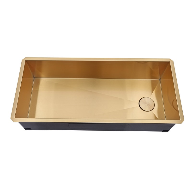 Kingsman 42 Inch Satin Gold Matte Stainless Steel Undermount 16-Gauge Kitchen Sink Single Bowl - Brown/Tan