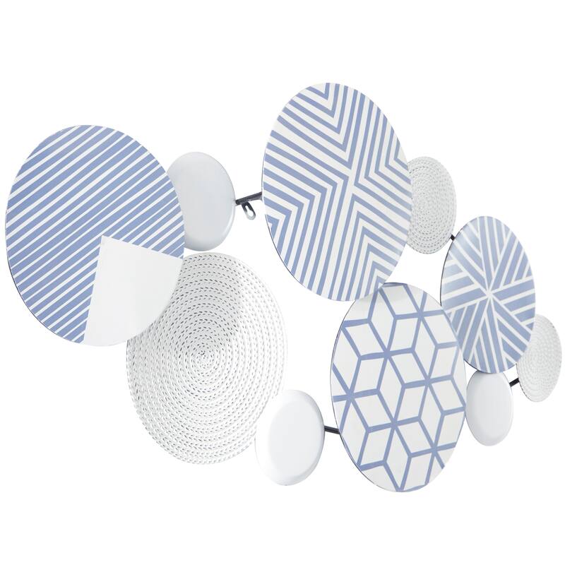 CosmoLiving by Cosmopolitan Metal Plate Wall Decor with Intricate Patterns - Blue or Black