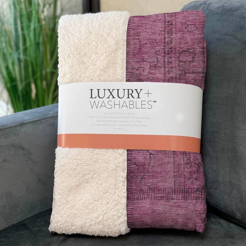Premium Machine Washable Vintage Patchwork Sherpa Throw Blanket