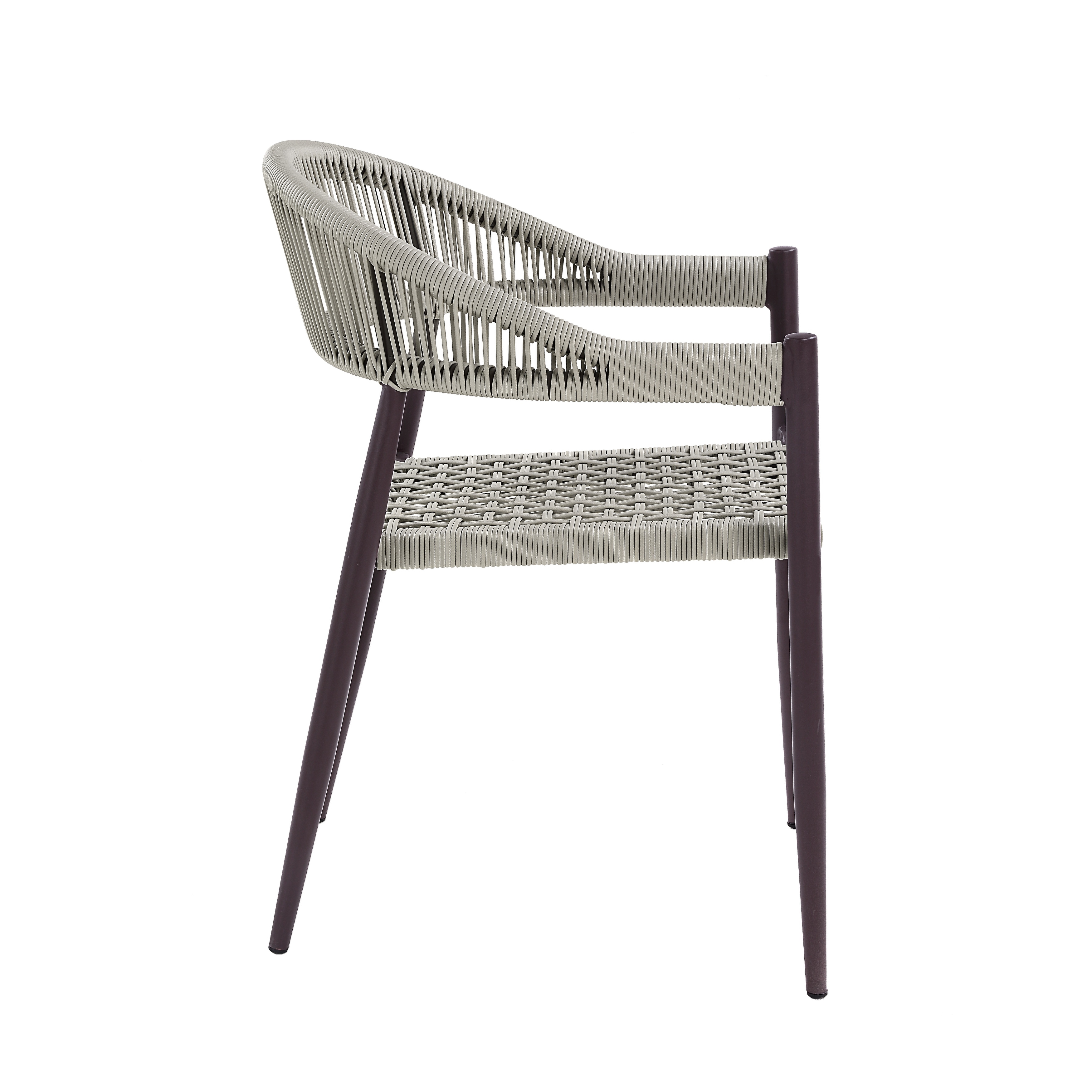 Holcomb Modern Wicker Rope Curved Patio Dining Arm Chair by - Picture 13 of 30