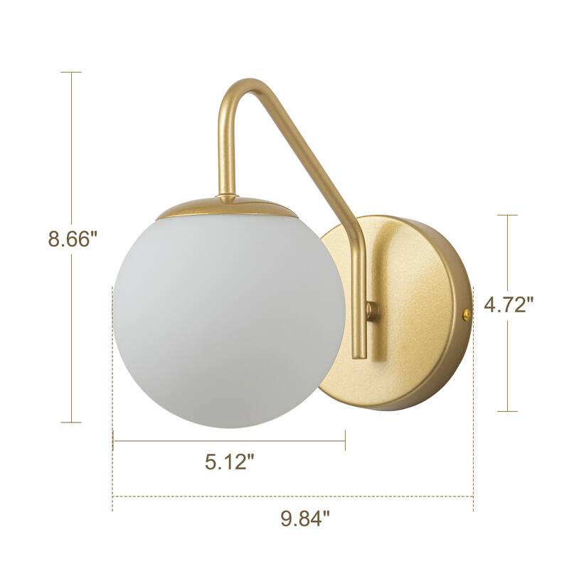 1-Light Modern Wall Sconce with Frosted Globe Glass Shade